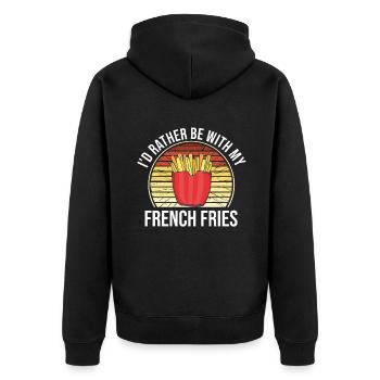 Lustige Pommes Lustig French Fries - Unisex Premium Bio Zip Hoodie - Schwarz - Hinten - Nico (187cm)
