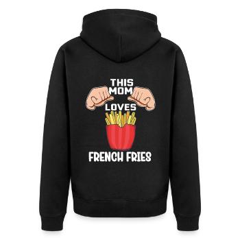 Lustige Pommes Lustig French Fries - Unisex Premium Bio Zip Hoodie - Schwarz - Hinten - Nico (187cm)