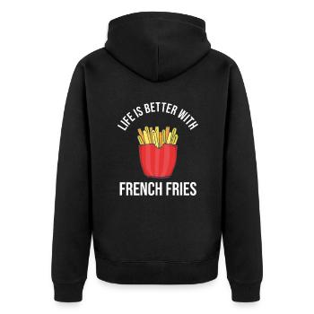 Funny Fries Funny French Fries - Unisex Premium Organic Zip Hoodie - black - Back - Nico (187cm)