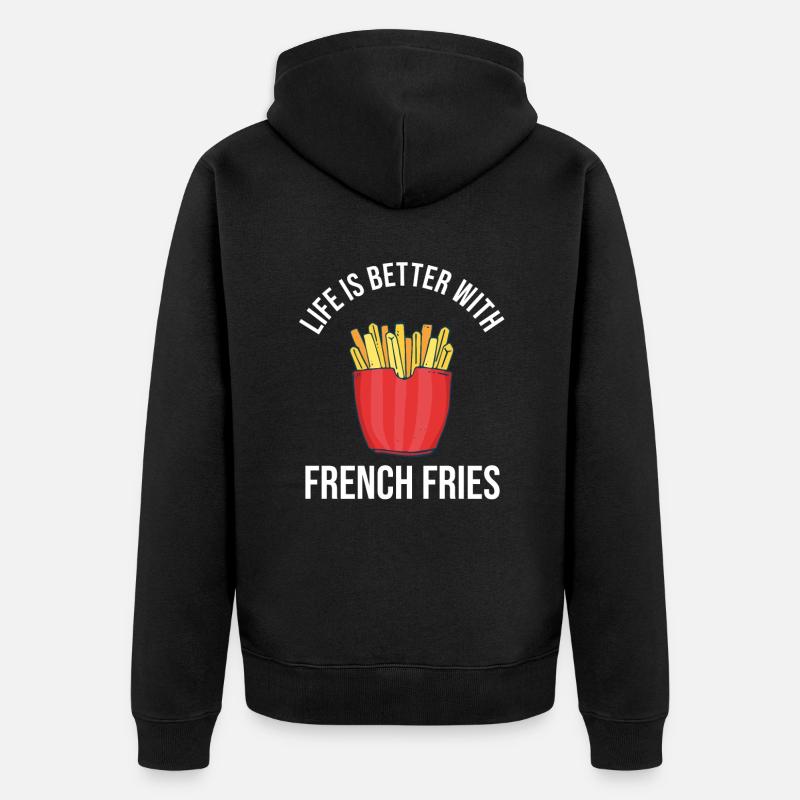 Frites amusantes Frites drôles - Veste à capuche bio Premium Unisexe - noir