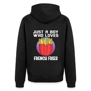 Funny Fries Funny French Fries - Unisex Premium Organic Zip Hoodie - black - Back - Nico (187cm)