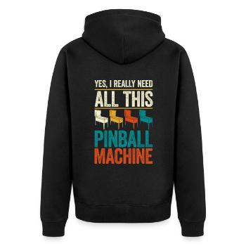 Pinball Machine Pinball Machine - Unisex Premium Organic Zip Hoodie - black - Back - Nico (187cm)