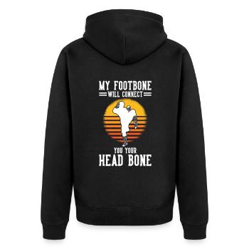 Muay Thai Boxing - Unisex Premium Bio Zip Hoodie - Schwarz - Hinten - Nico (187cm)