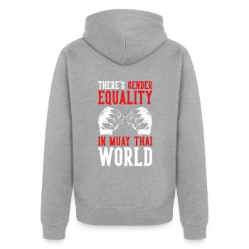 Muay Thai Boxing - Unisex Premium Bio Zip Hoodie - Grau meliert - Hinten - Nico (187cm)