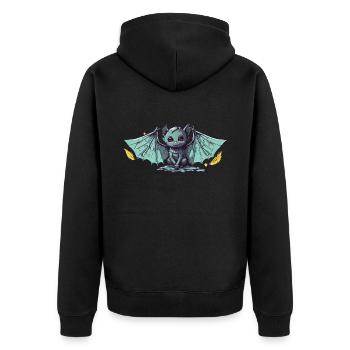 Gothic Kawaii Bat Anime Chibi Pastel Design - Unisex Premium Organic Zip Hoodie - black - Back - Nico (187cm)