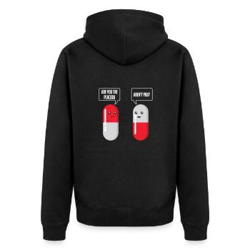 Placeboeffekt verwirrt selbst Scheinmedikament - Unisex Premium Bio Zip Hoodie - Schwarz - Hinten - Nico (187cm)