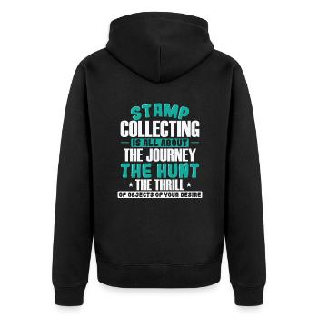 Stamp Collecting it's all about the Journey - Unisex Premium Organic Zip Hoodie - black - Back - Nico (187cm)