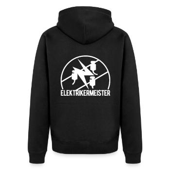 Elektriker Meister Elektrikermeister Zunftzeichen - Unisex Premium Bio Zip Hoodie - Schwarz - Hinten - Nico (187cm)