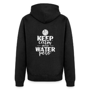 Wasserball Keep calm and play Water Polo - Unisex Premium Organic Zip Hoodie - black - Back - Nico (187cm)