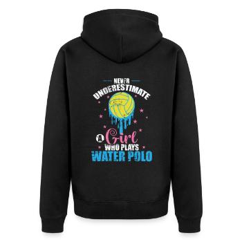 Never underestimate a Girl who play Water Polo - Unisex Premium Organic Zip Hoodie - black - Back - Nico (187cm)