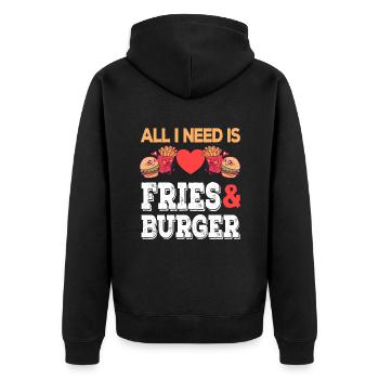 All I need is Fries & Burger Junk Food Pommes - Unisex Premium Organic Zip Hoodie - black - Back - Nico (187cm)