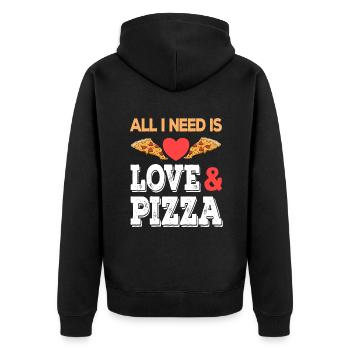 All I need is Love and Pizza Junk Food Fastfood - Unisex Premium Organic Zip Hoodie - black - Back - Nico (187cm)