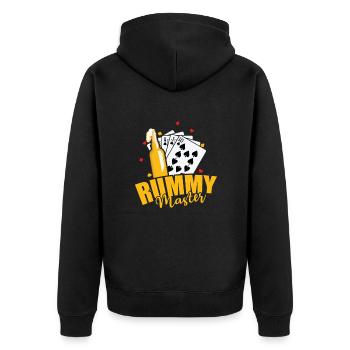 Rummy Master Hobby Kartenspiel Romme - Unisex Premium Bio Zip Hoodie - Schwarz - Hinten - Nico (187cm)