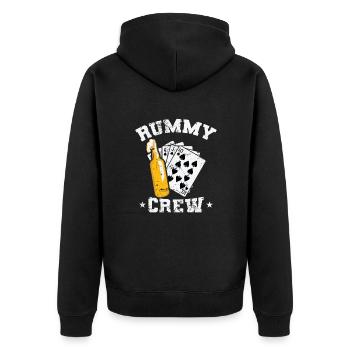 Rummy Crew Hobby Kartenspiel Romme Pik - Unisex Premium Bio Zip Hoodie - Schwarz - Hinten - Nico (187cm)