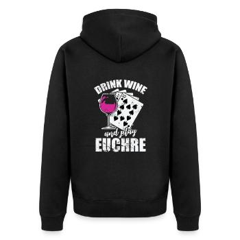 Buvez du vin et jouez au jeu de cartes Euchre - Veste à capuche bio Premium Unisexe - noir - Dos - Nico (187cm)