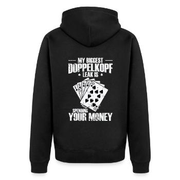 Ma plus grande fuite Doppelkopf est de dépenser votre argent - Veste à capuche bio Premium Unisexe - noir - Dos - Nico (187cm)