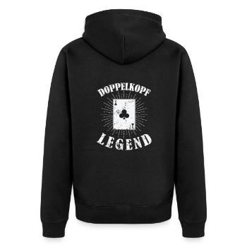 Doppelkopf Legend Kartenspiel Hobby Punkte - Unisex Premium Bio Zip Hoodie - Schwarz - Hinten - Nico (187cm)
