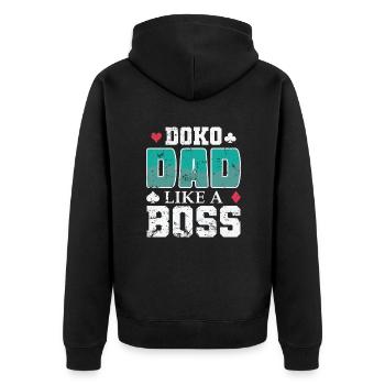 Doko Dad Like a Boss Card Game Hobby - Unisex Premium Organic Zip Hoodie - black - Back - Nico (187cm)