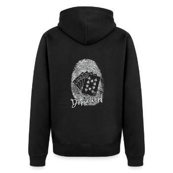 Double Head Fingerprint DNA Card Game - Unisex Premium Organic Zip Hoodie - black - Back - Nico (187cm)