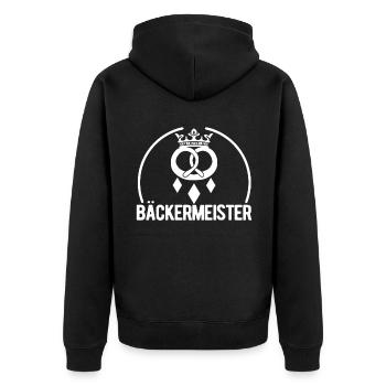 Bäckermeister Bäcker Geschenk - Unisex Premium Bio Zip Hoodie - Schwarz - Hinten - Nico (187cm)
