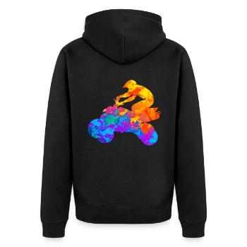 Quad Quad Ride Atv Offroad Gift - Unisex Premium Organic Zip Hoodie - black - Back - Nico (187cm)