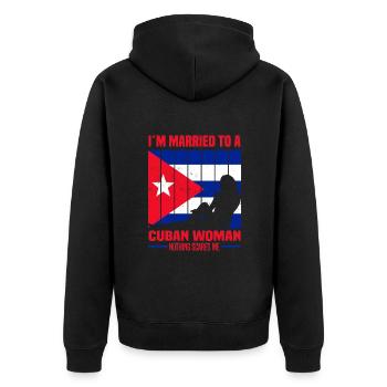 Kuba - Unisex Premium Bio Zip Hoodie - Schwarz - Hinten - Nico (187cm)