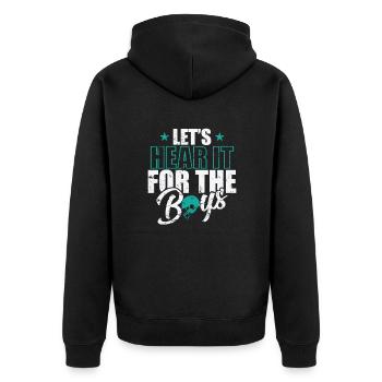 Let's Hear it for the Boys Amerika Sport - Unisex Premium Bio Zip Hoodie - Schwarz - Hinten - Nico (187cm)