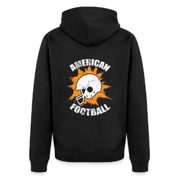 American Football Amerika Sport Touchdown - Unisex Premium Bio Zip Hoodie - Schwarz - Hinten - Nico (187cm)