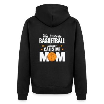 Mon joueur de basket préféré m’appelle maman - Veste à capuche bio Premium Unisexe - noir - Dos - Nico (187cm)