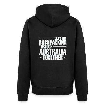 Let's go Backpacking through Australia together - Unisex Premium Organic Zip Hoodie - black - Back - Nico (187cm)