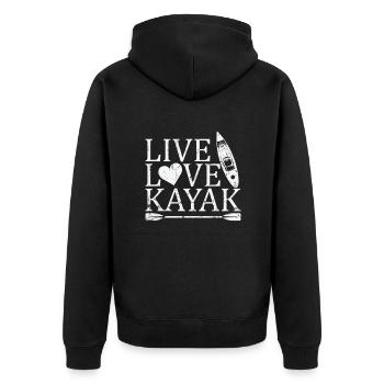Live Love Kayak Paddle Boat Canoeing - Unisex Premium Organic Zip Hoodie - black - Back - Nico (187cm)