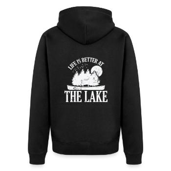 La vie est meilleure au lake kayak paddle boat - Veste à capuche bio Premium Unisexe - noir - Dos - Nico (187cm)