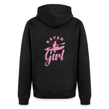 Kayak Girl Water Paddle Boat Canoeing - Unisex Premium Organic Zip Hoodie - black - Back - Nico (187cm)
