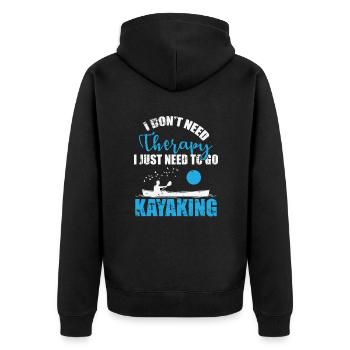 I don't need Therapy I Kust need to go Kayaking - Unisex Premium Bio Zip Hoodie - Schwarz - Hinten - Nico (187cm)