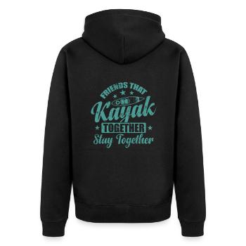 Friends that Kayak together stay together - Unisex Premium Bio Zip Hoodie - Schwarz - Hinten - Nico (187cm)