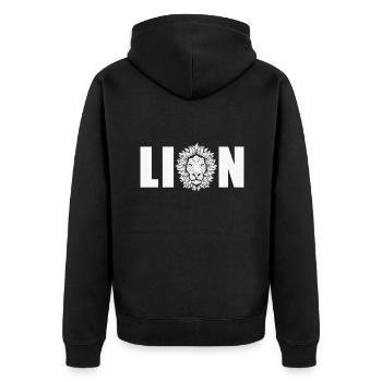 Lion Afrika Löwe Raubtier König Safari - Unisex Premium Bio Zip Hoodie - Schwarz - Hinten - Nico (187cm)