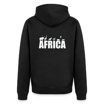 Afrika Tiere Elefant Giraffe Safari Kontinent - Unisex Premium Bio Zip Hoodie - Schwarz - Hinten - Nico (187cm)