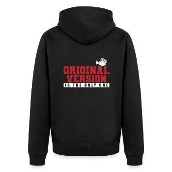 Original Version is the only One Filme - Unisex Premium Bio Zip Hoodie - Schwarz - Hinten - Nico (187cm)