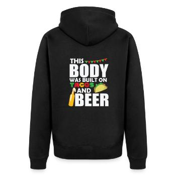 This Body was built on Tacos and Beer Mexico - Unisex Premium Organic Zip Hoodie - black - Back - Nico (187cm)