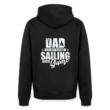 Papa est mon nom, la voile est mon jeu, Segeln - Veste à capuche bio Premium Unisexe - noir - Dos - Nico (187cm)
