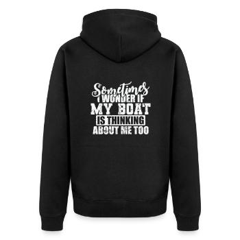 Sometimes i wonder if my Boat is Thinking about me - Unisex Premium Organic Zip Hoodie - black - Back - Nico (187cm)