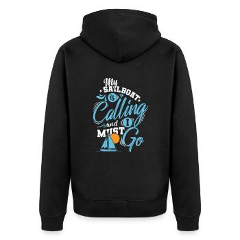 My Sailboat is calling I must go Sailing - Unisex Premium Organic Zip Hoodie - black - Back - Nico (187cm)