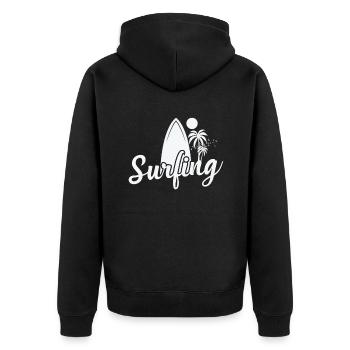 Surfing Surfing Surfboard Water Sports - Unisex Premium Organic Zip Hoodie - black - Back - Nico (187cm)