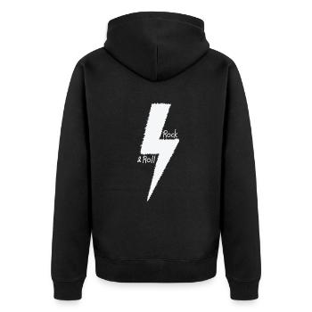 Rock 'n' Roll Gitarre Genre Musikstil - Unisex Premium Bio Zip Hoodie - Schwarz - Hinten - Nico (187cm)