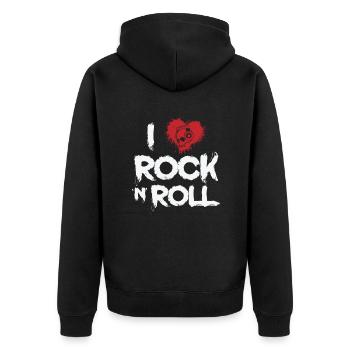 I Love Rock n Roll Musikstil Genre Gitarre - Unisex Premium Bio Zip Hoodie - Schwarz - Hinten - Nico (187cm)