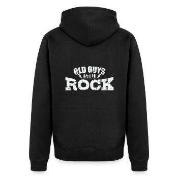 Old Guys still Rock Musikstil Genre Gitarre - Unisex Premium Bio Zip Hoodie - Schwarz - Hinten - Nico (187cm)