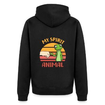 Gecko - Unisex Premium Organic Zip Hoodie - black - Back - Nico (187cm)