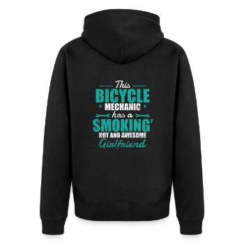 Bicycle Mechanic has a hot and awesome Girlfriend - Unisex Premium Bio Zip Hoodie - Schwarz - Hinten - Nico (187cm)
