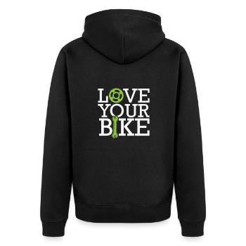 Love Your Bike Two-Wheeler Mechanic Bicycle - Unisex Premium Organic Zip Hoodie - black - Back - Nico (187cm)