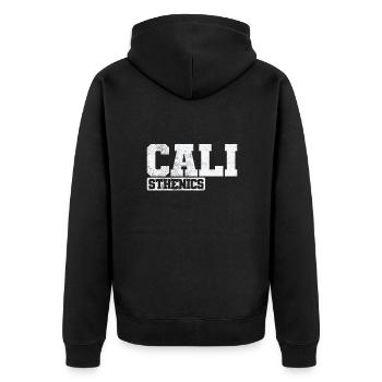 Cali Calisthenics Fitness Workout Körper - Unisex Premium Bio Zip Hoodie - Schwarz - Hinten - Nico (187cm)